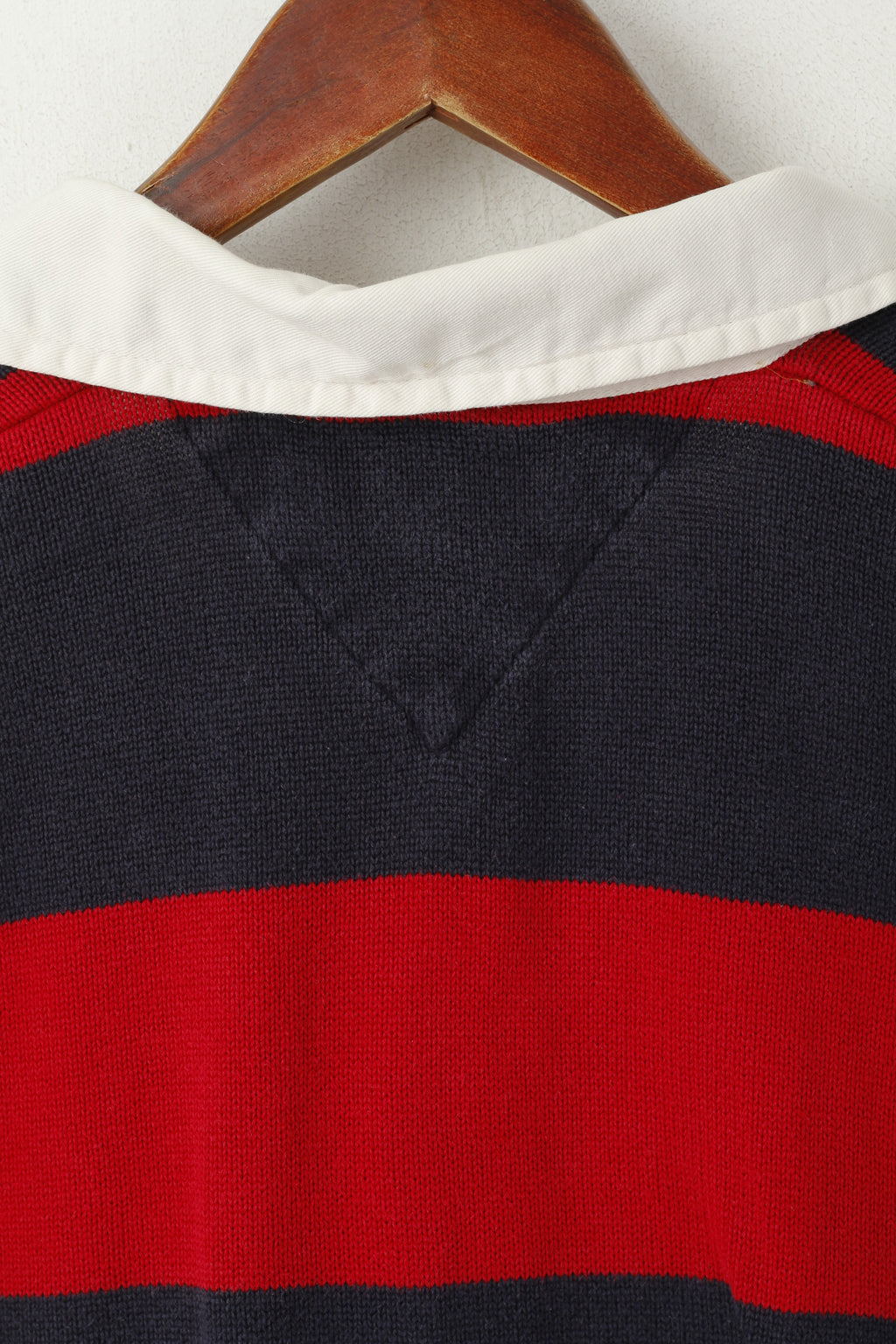 Maglione polo a maniche lunghe in cotone a righe blu scuro da uomo Tommy Hilfiger