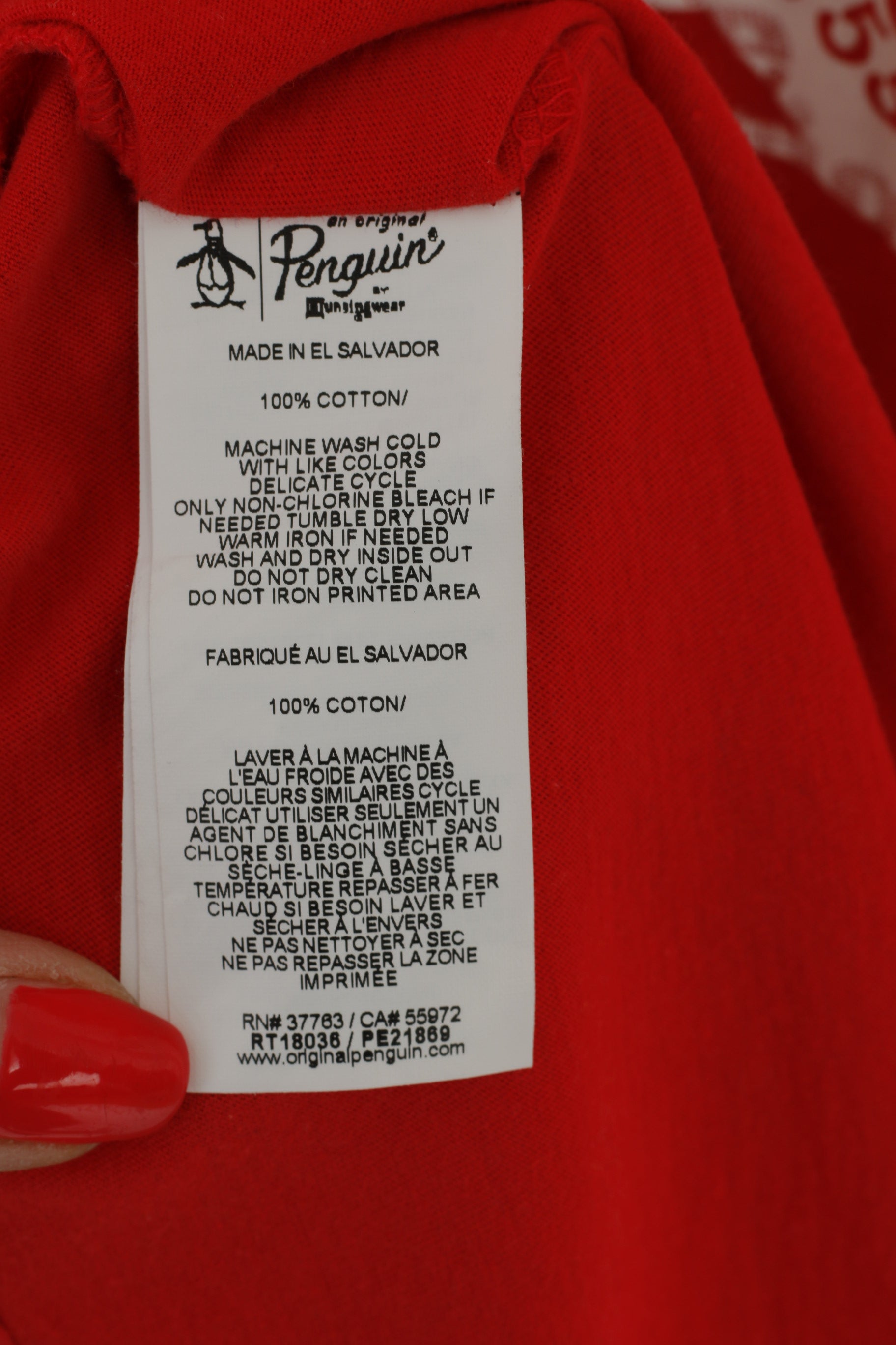 Penguin by Munsingwear Men XL T- Shirt Red Graphic Crew Neck Stretch Cotton Top