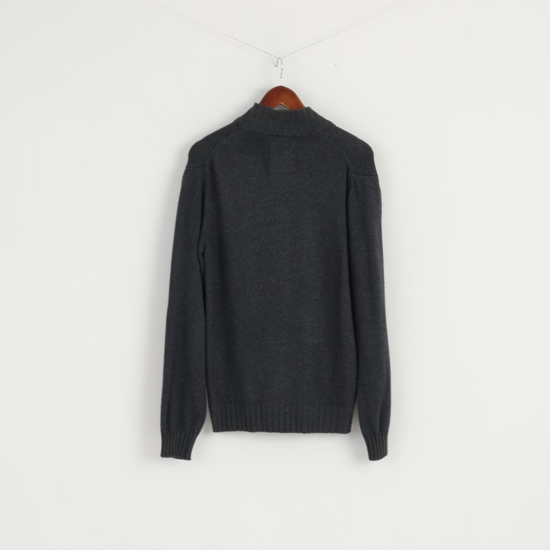 New Zealand Auckland Men M Jumper Grey Full Zipper Nylon Exclusive Sweater Top