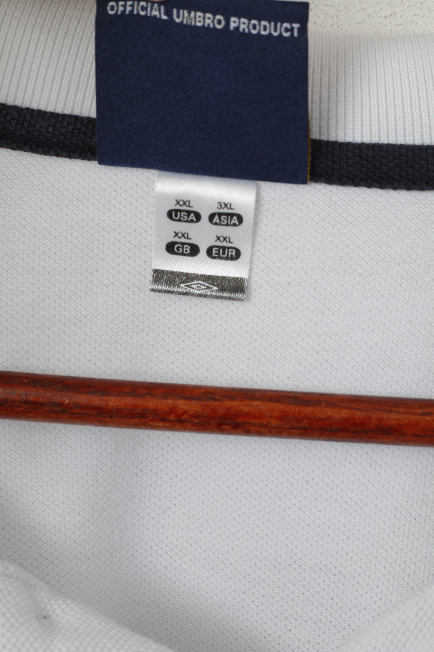 Polo Umbro da uomo XXL in cotone bianco, maglietta della squadra nazionale di calcio inglese