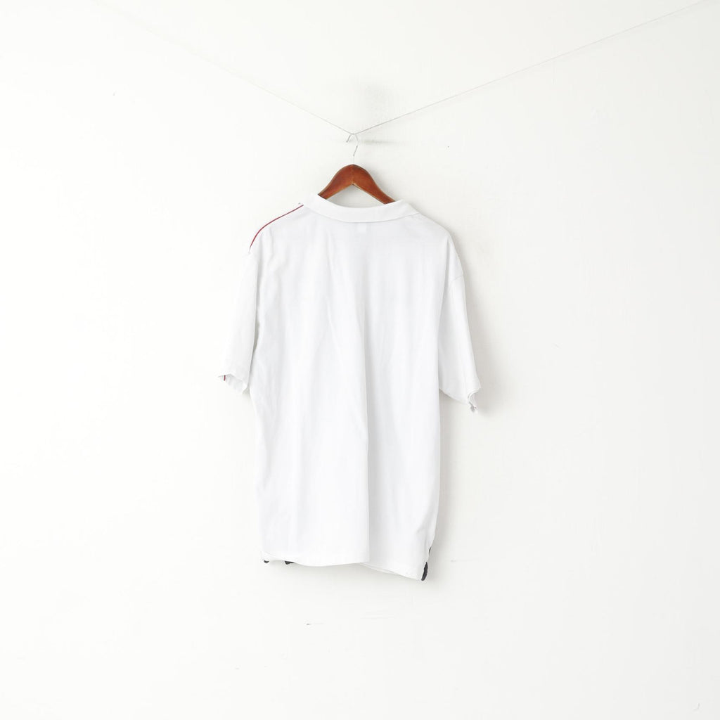 Polo Umbro da uomo XXL in cotone bianco, maglietta della squadra nazionale di calcio inglese