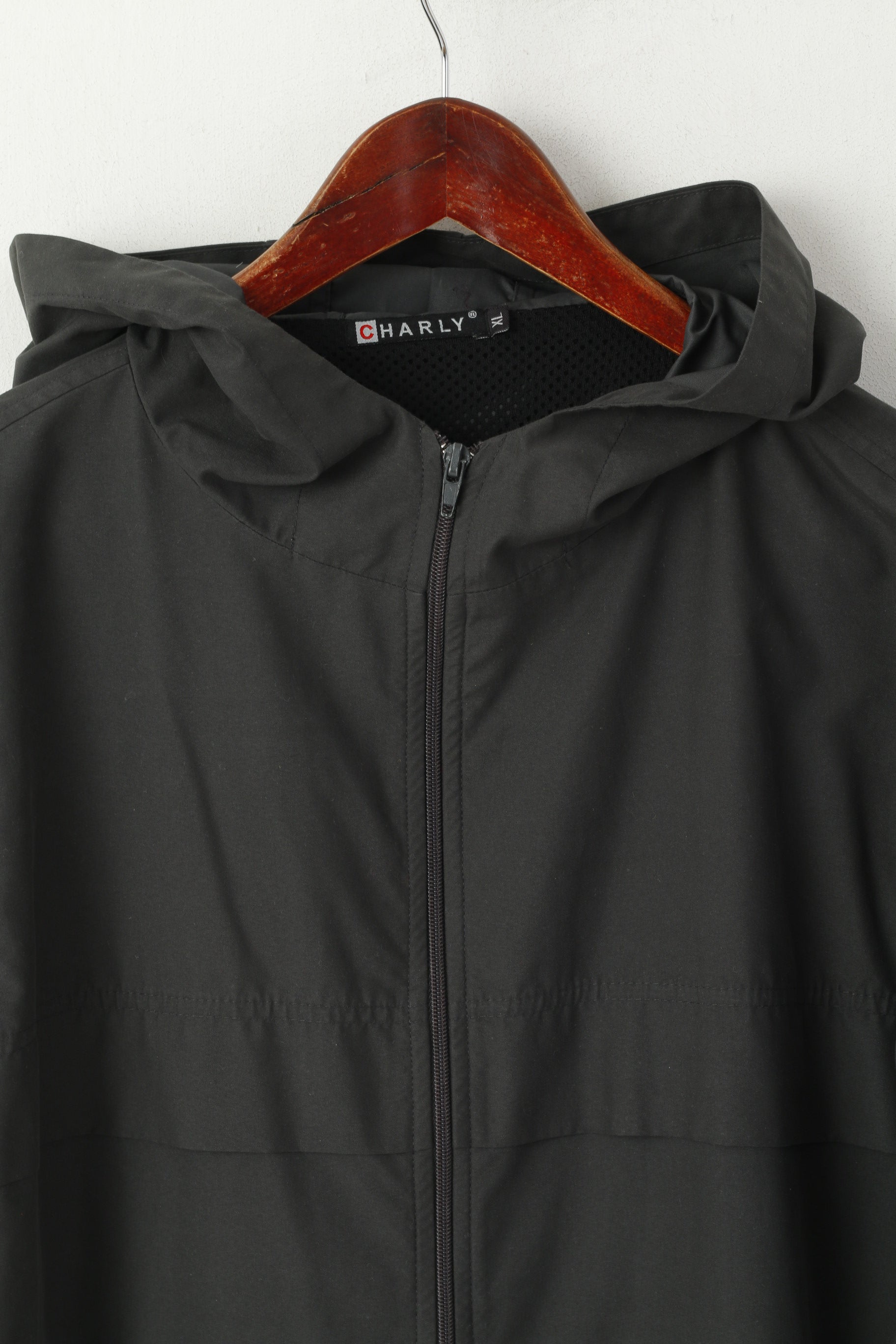 Giacca Charly da uomo XL grigio scuro leggero con cappuccio sportivo con cerniera intera
