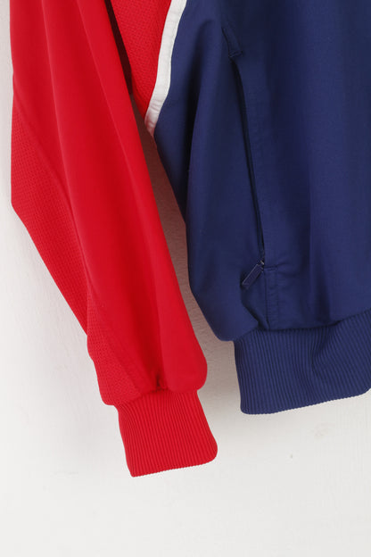 Adidas Men 174 M Sweatshirt Navy Red Vintage 01 Full Zip Shiny Oldschool Track Top
