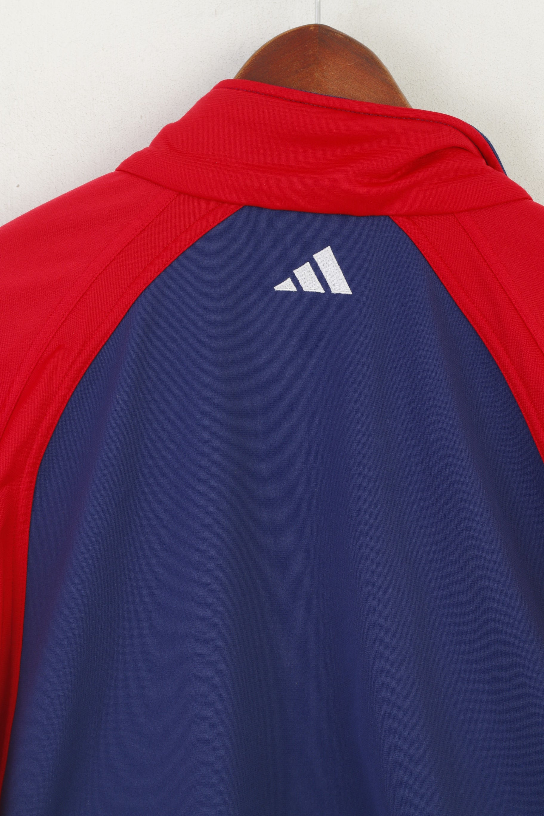 Adidas Men 174 M Sweatshirt Navy Red Vintage 01 Full Zip Shiny Oldschool Track Top