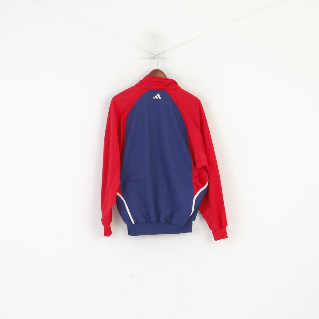 Adidas Men 174 M Sweatshirt Navy Red Vintage 01 Full Zip Shiny Oldschool Track Top