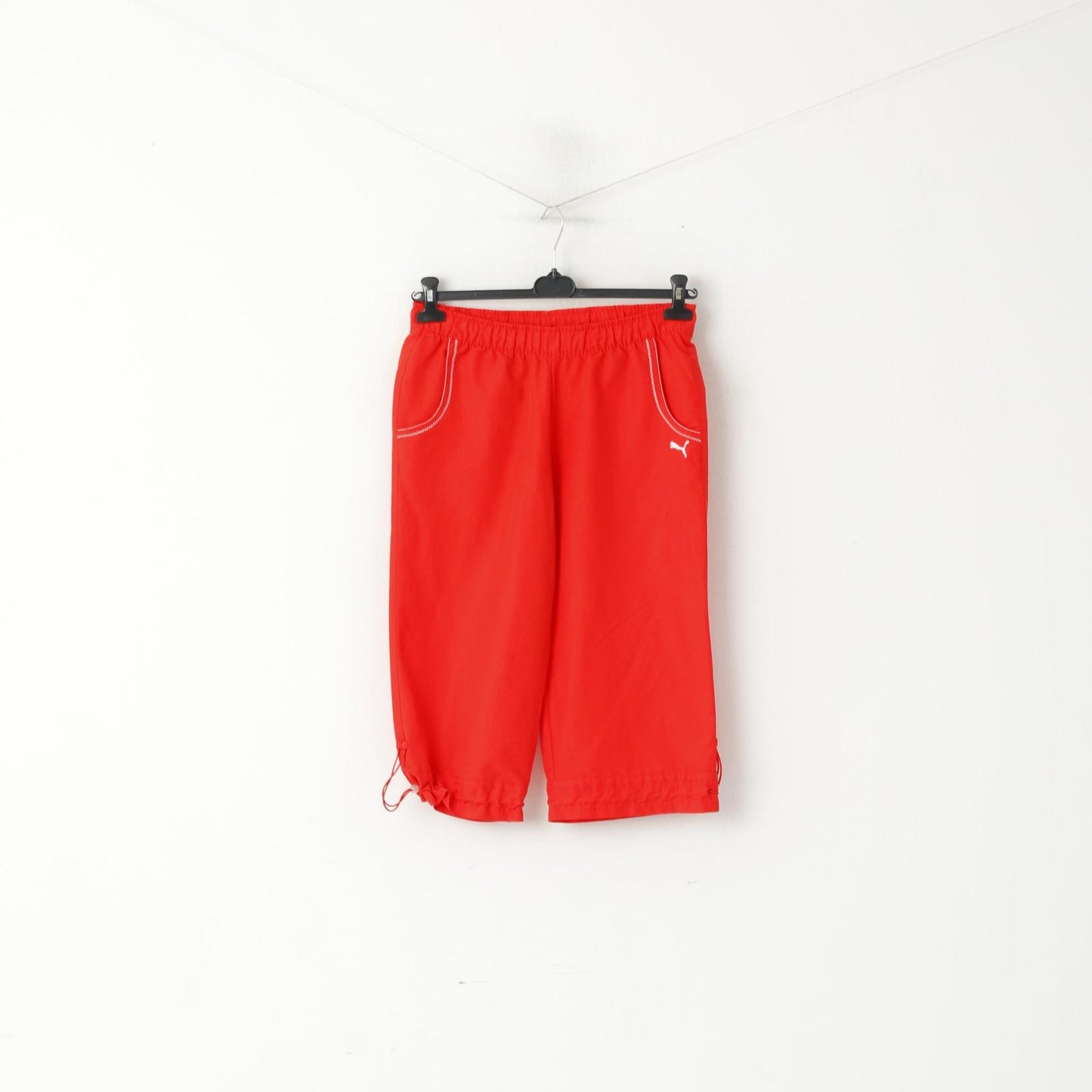 Puma Women 10 36 S Capri Trousers Red Sportswear Pockets Pants Shorts