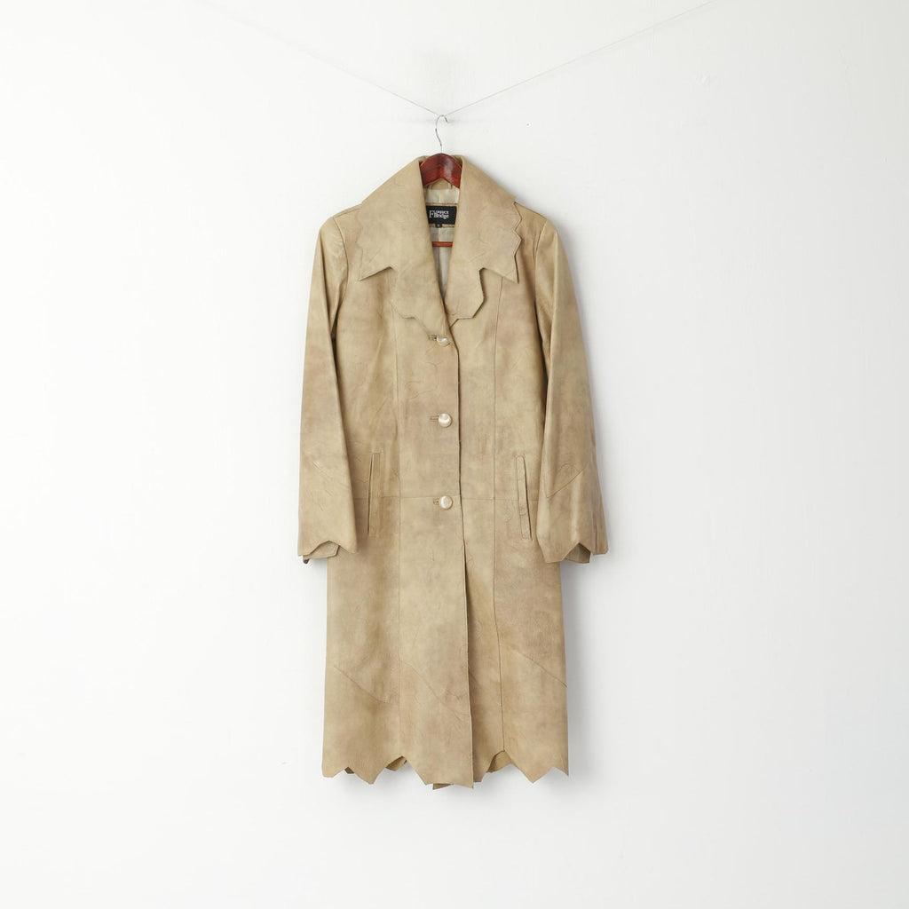 FLORENCE Bridge Cappotto da donna Beige Vera pelle Vintage monopetto