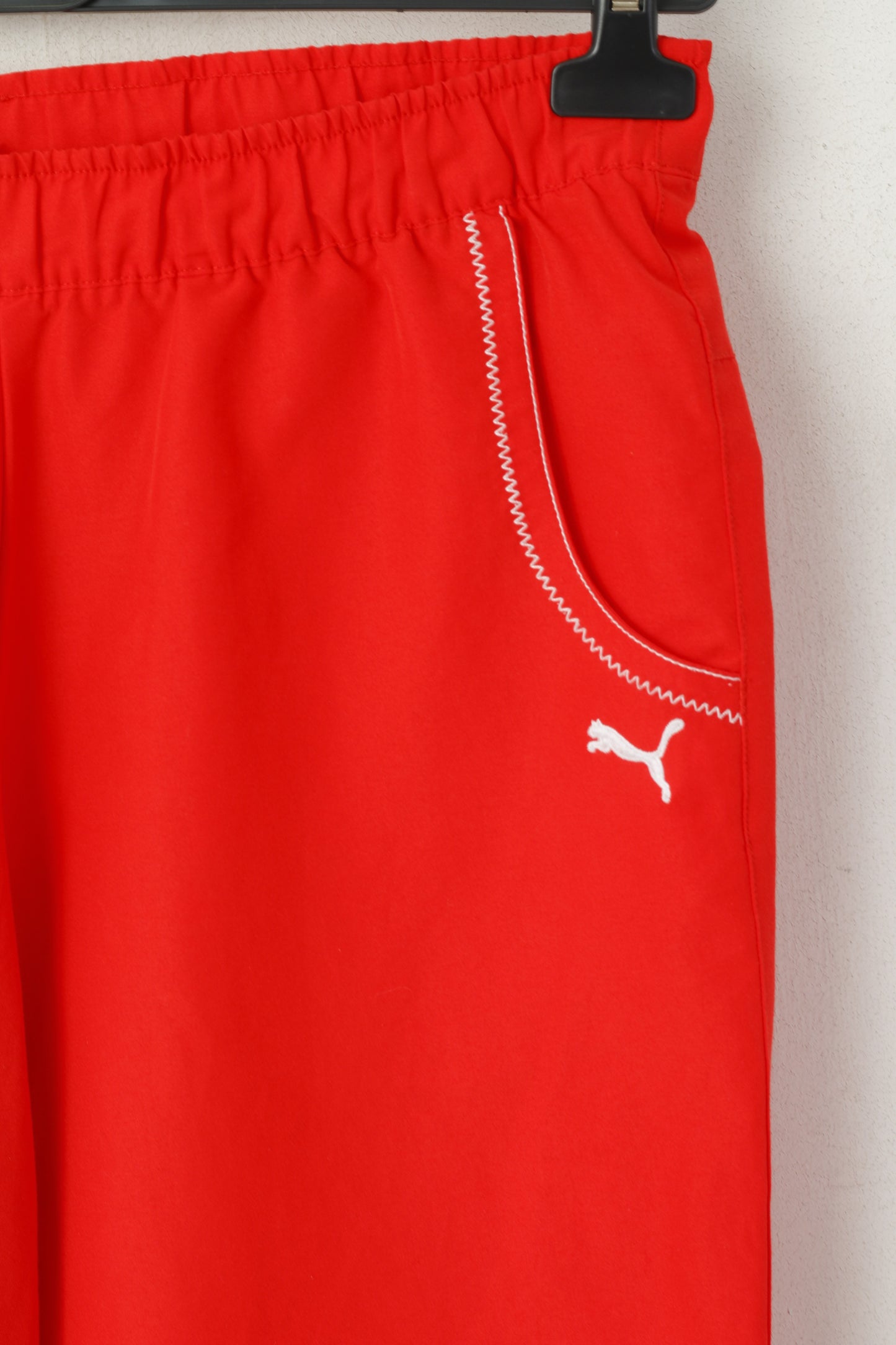 Puma Women 10 36 S Capri Trousers Red Sportswear Pockets Pants Shorts