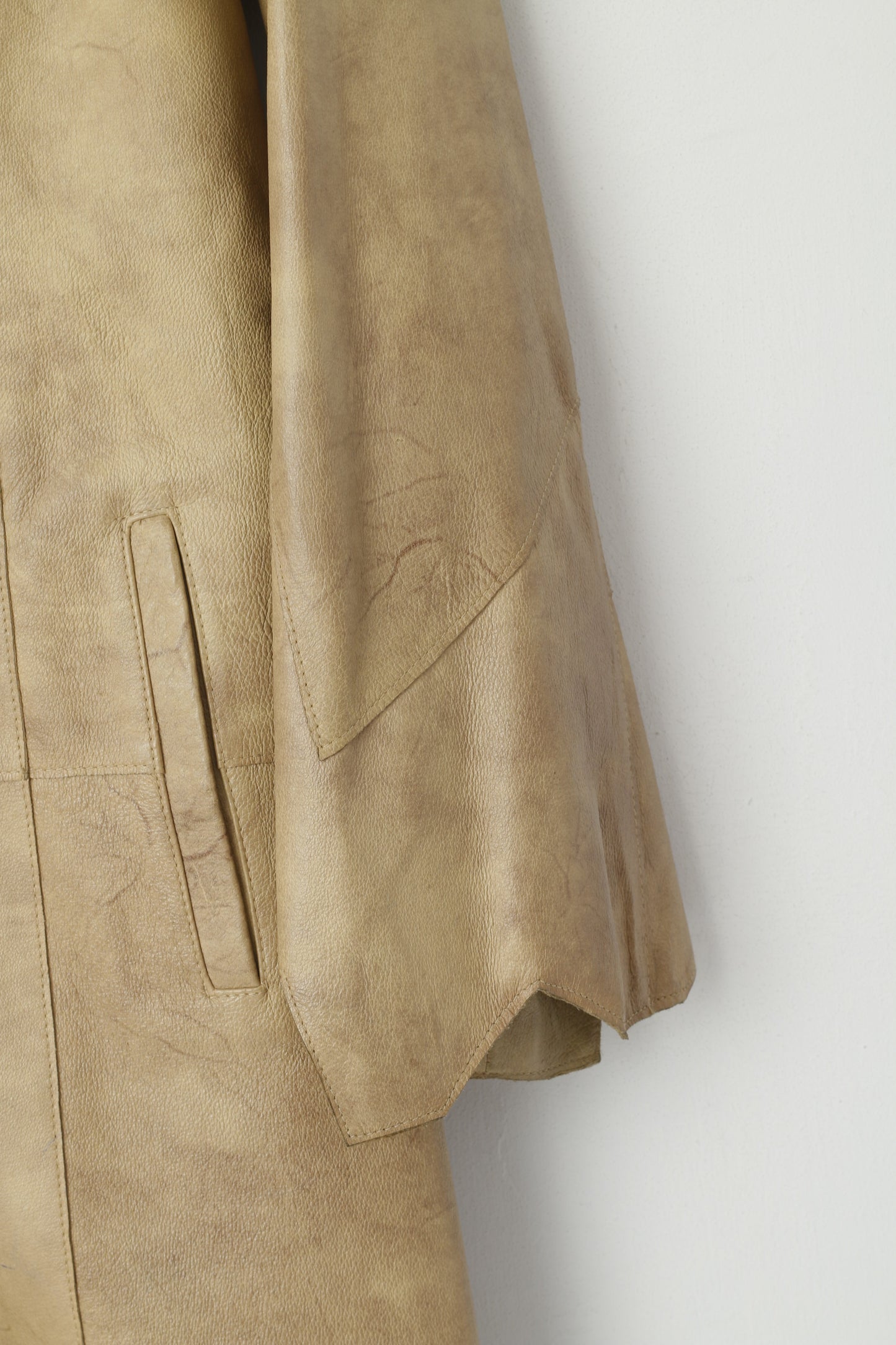 FLORENCE Bridge Women S Coat Beige Real Leather Vintage Single Breasted