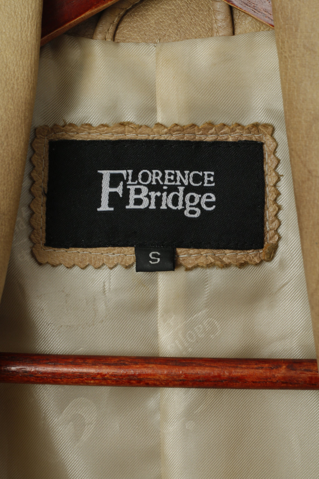 FLORENCE Bridge Cappotto da donna Beige Vera pelle Vintage monopetto