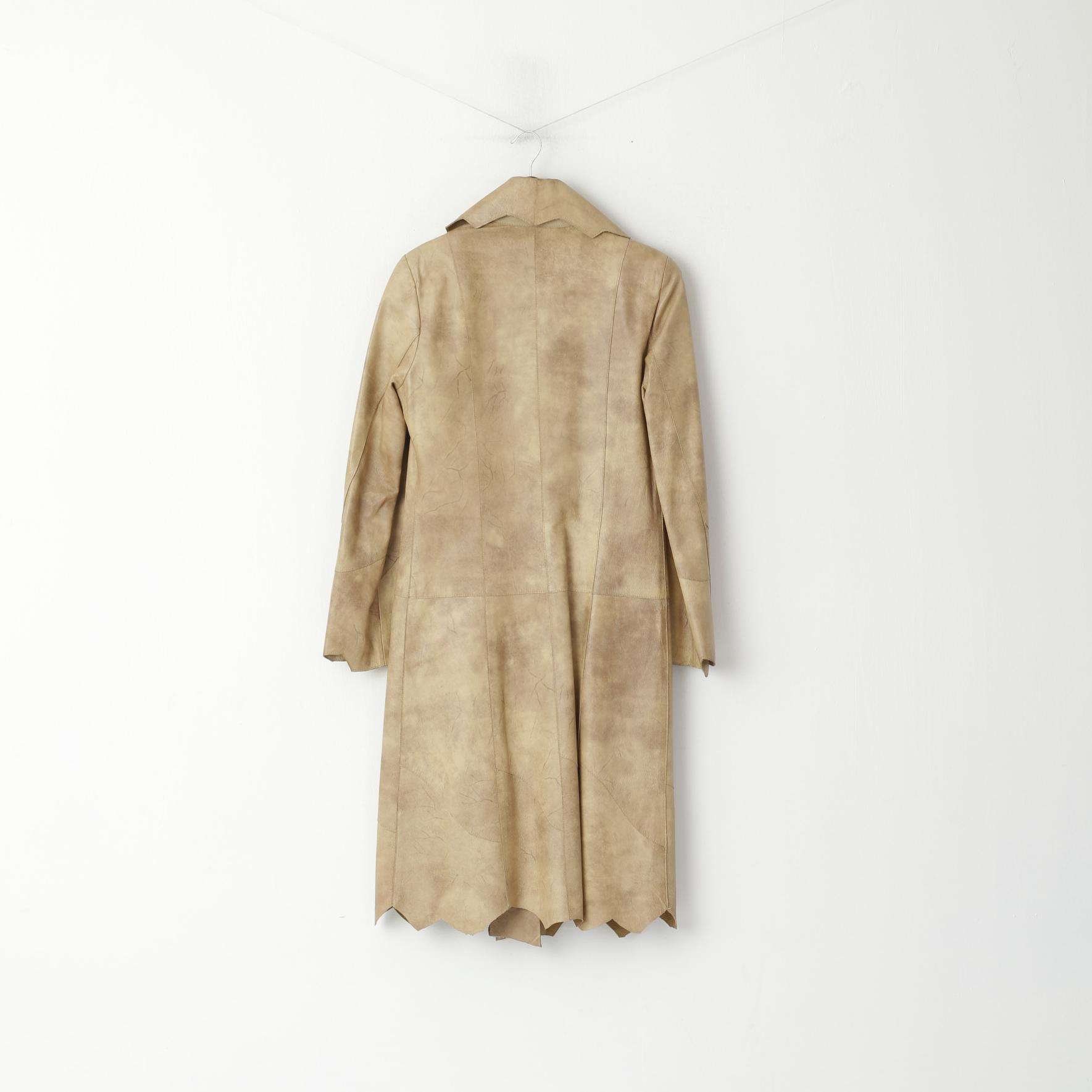 FLORENCE Bridge Cappotto da donna Beige Vera pelle Vintage monopetto