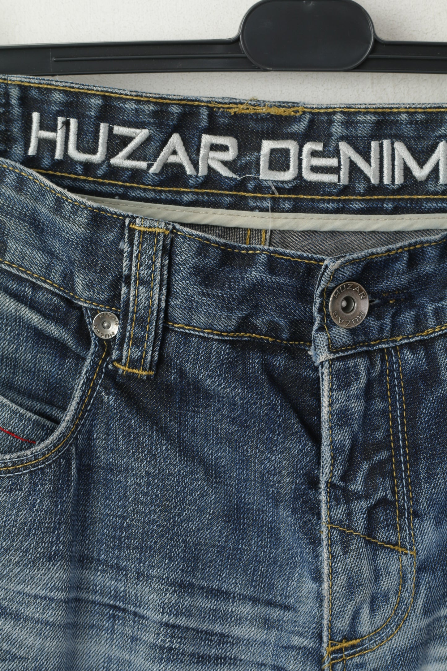 Huzar Denim Men 34 Jeans Pantalon Bleu Marine Pantalon Droit Performance