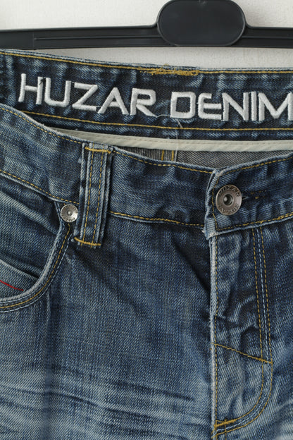 Huzar Denim Men 34 Jeans Trousers Navy Cotton Performance Straight Pants