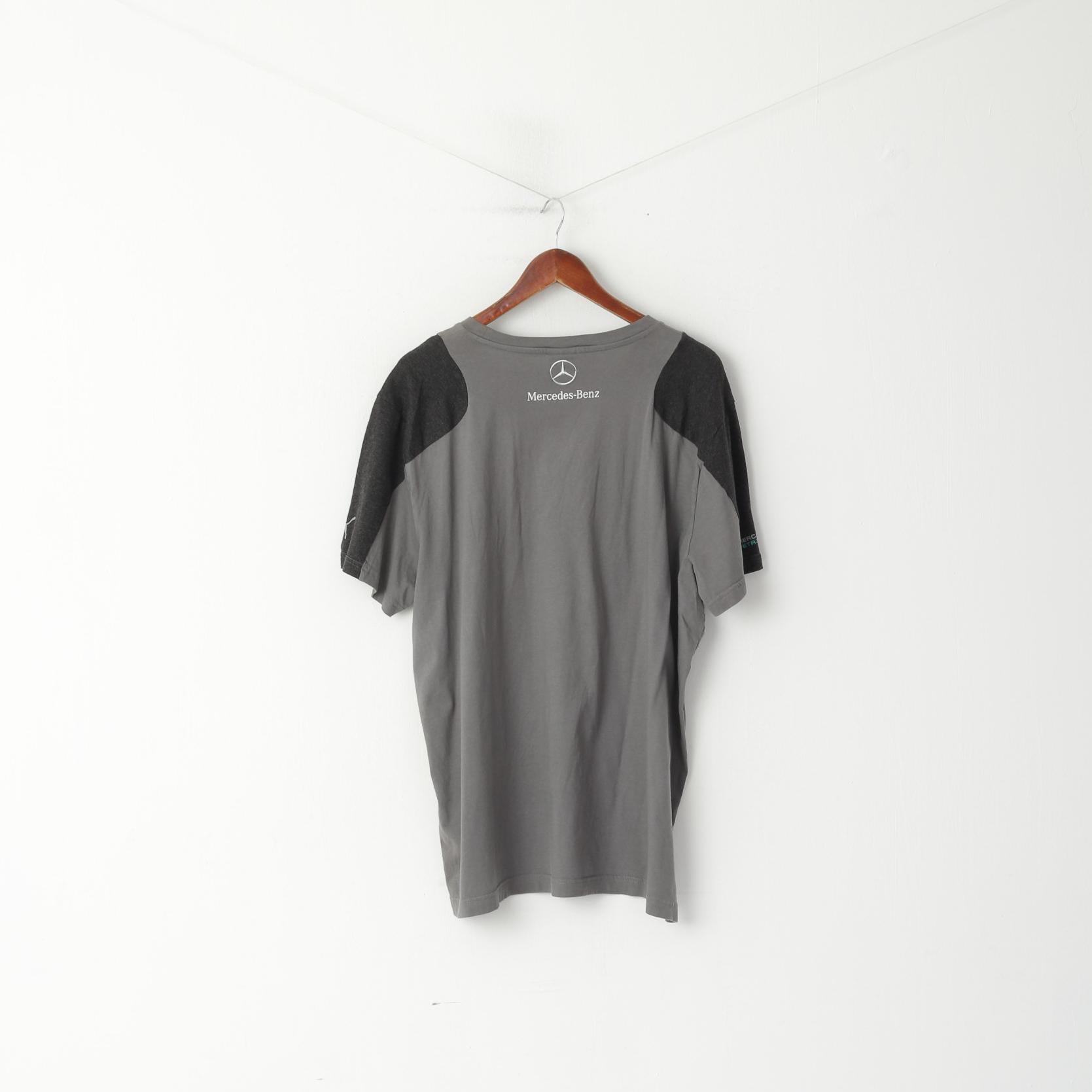 T-shirt Puma da uomo XXL in cotone grigio Lewis Hamilton Top Mercedes Petronas