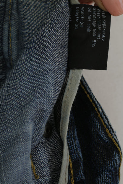 Pantaloni Huzar Denim Men 34 Jeans Pantaloni dritti performanti in cotone blu scuro