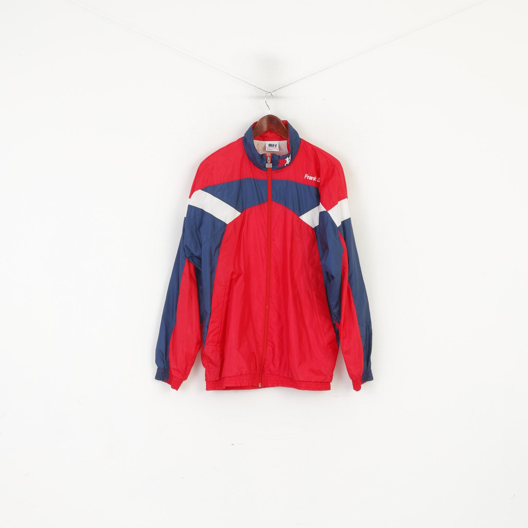 Frank Shorter Sportswear Men L Jacket Red Vintage Shiny Zip Up Run Track Top