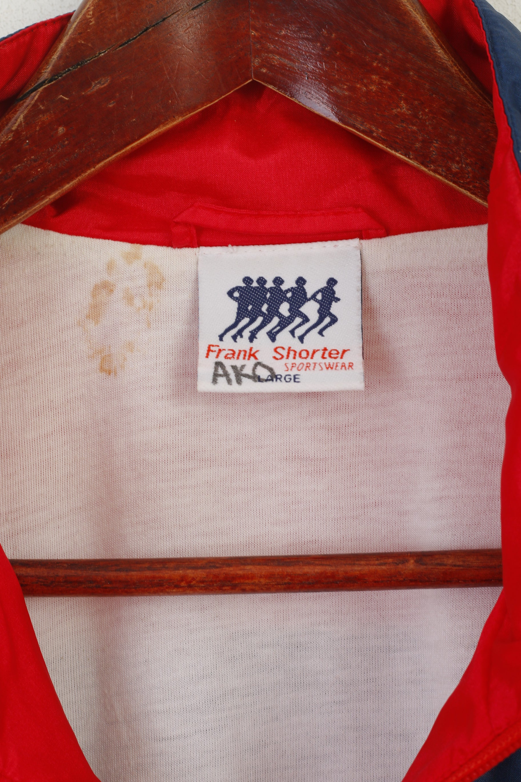 Frank Shorter Sportswear Men L Jacket Red Vintage Shiny Zip Up Run Track Top