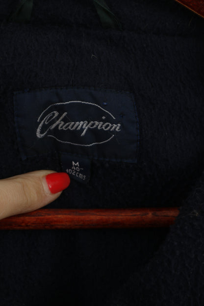 Champion Men M 40" Jacket Vintage Purple Check Fleece Lined Bomber Top