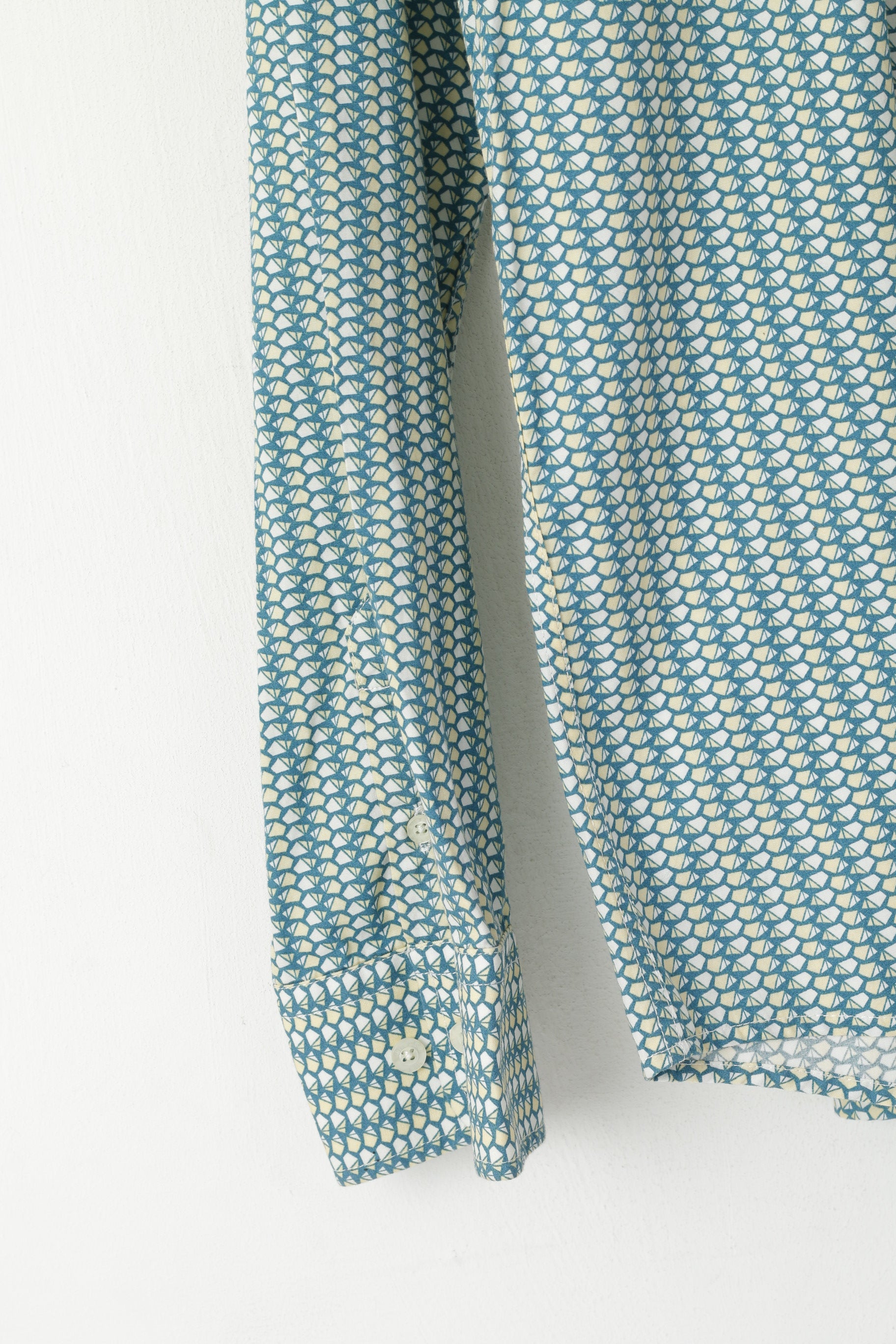 Ellesse Italia Men XXL Casual Shirt Green Cotton Multi Printed Deatailed Buttons Top