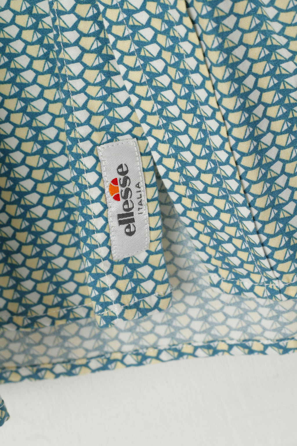 Ellesse Italia Men XXL Casual Shirt Green Cotton Multi Printed Deatailed Buttons Top