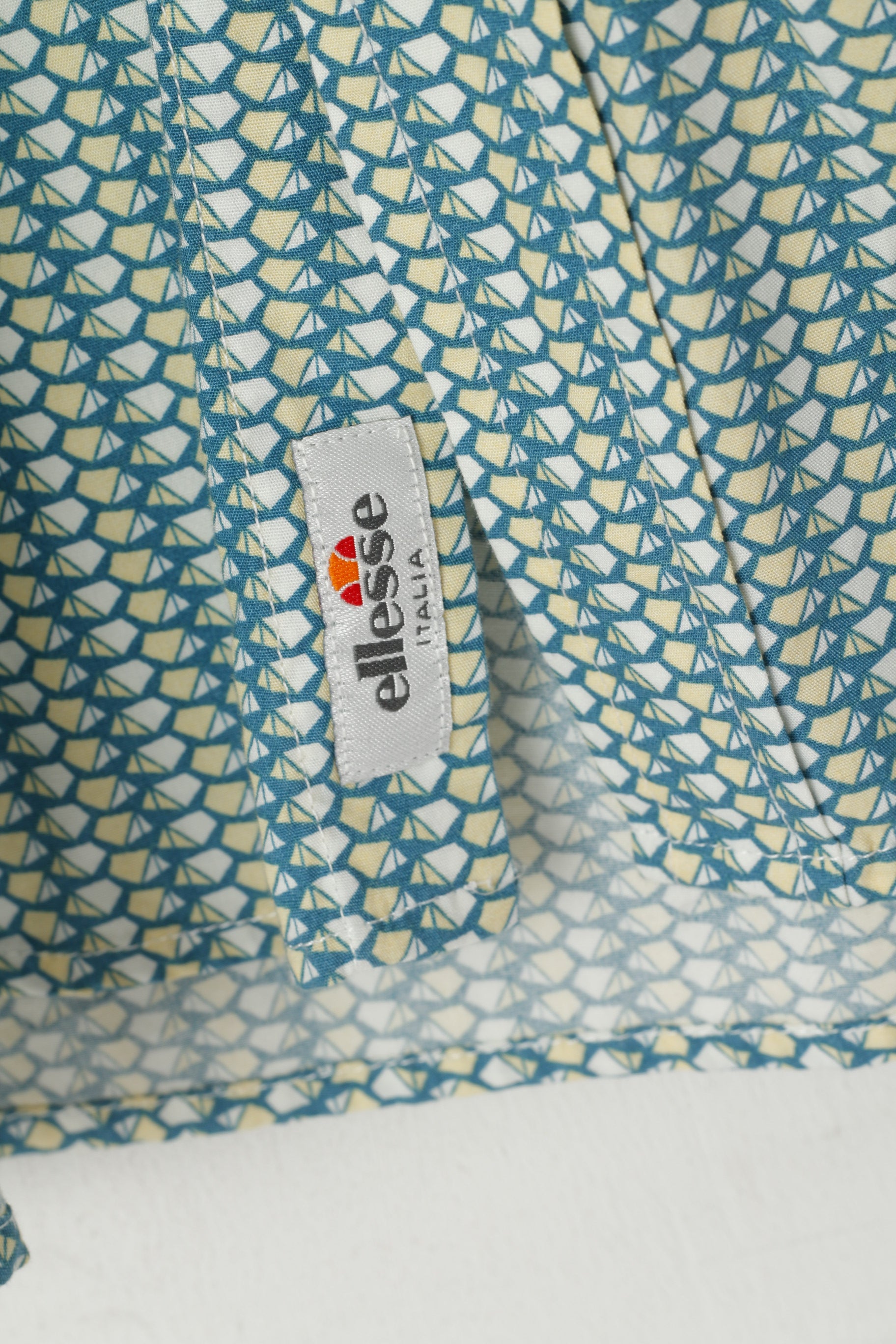 Ellesse Italia Men XXL Casual Shirt Green Cotton Multi Printed Deatailed Buttons Top