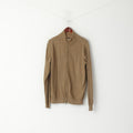 Timberland Men XL Sweater Brown Cotton Full Zipper Plain Casual Jumper