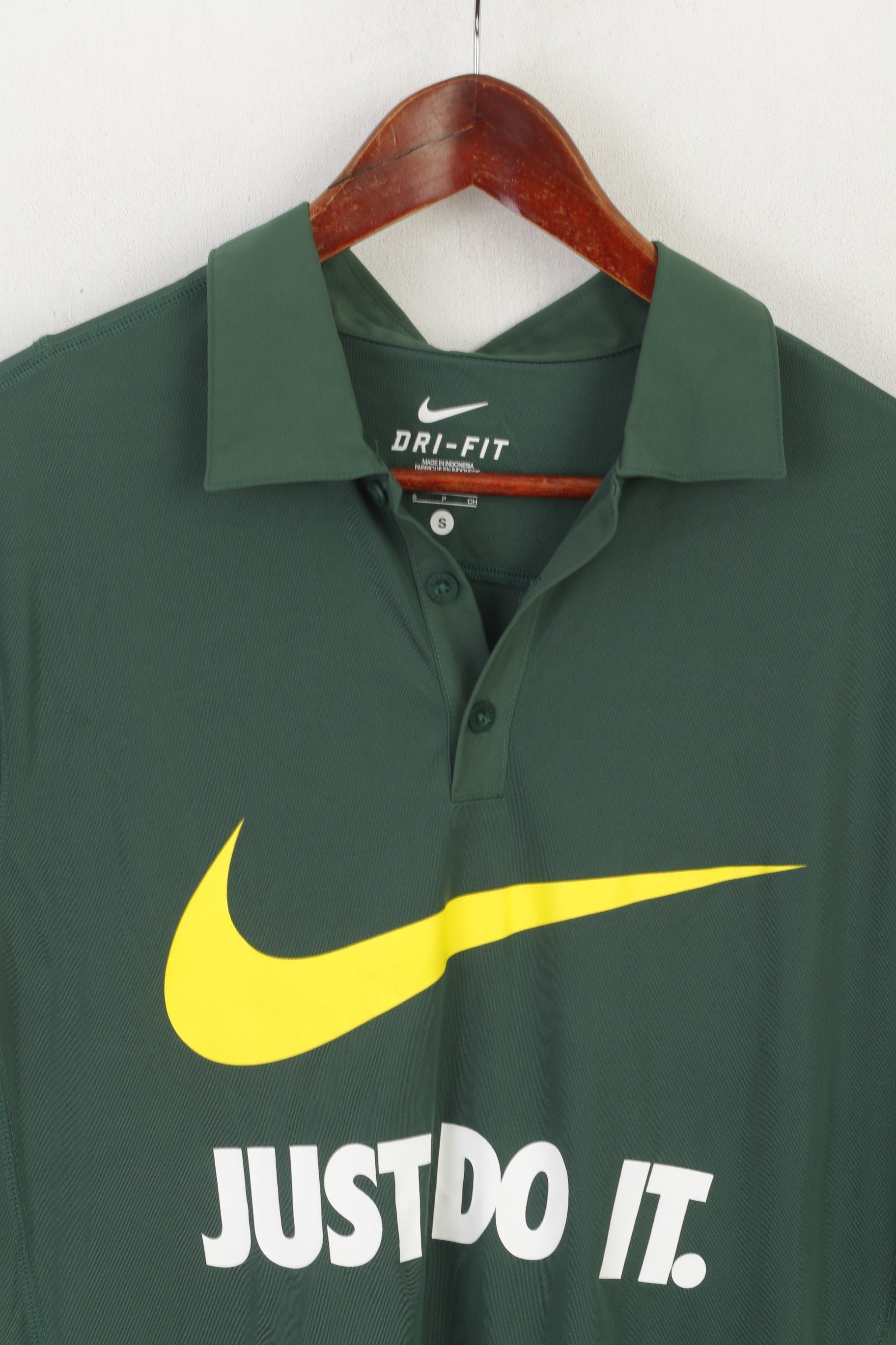 Polo Shirt Nike Just Do It Collar Nike Men S Polo Shirt Green Dri-Fit Sportswear Just Do It Logo Jersey