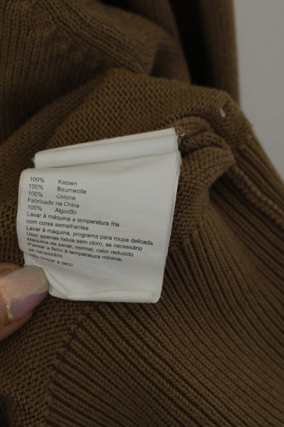 Timberland Men XL Sweater Brown Cotton Full Zipper Plain Casual Jumper
