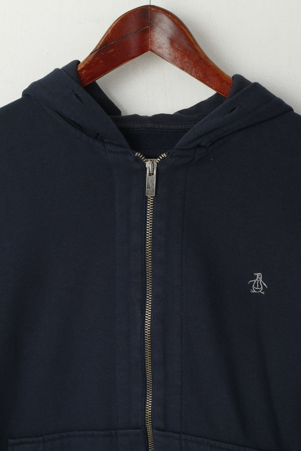 Felpa da donna originale Penguin con cappuccio e zip in cotone blu scuro