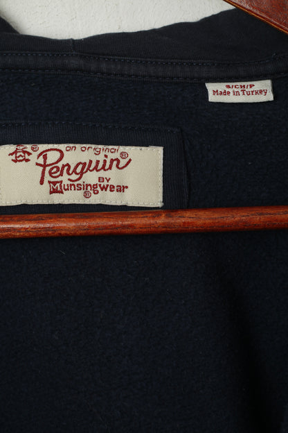Felpa da donna originale Penguin con cappuccio e zip in cotone blu scuro