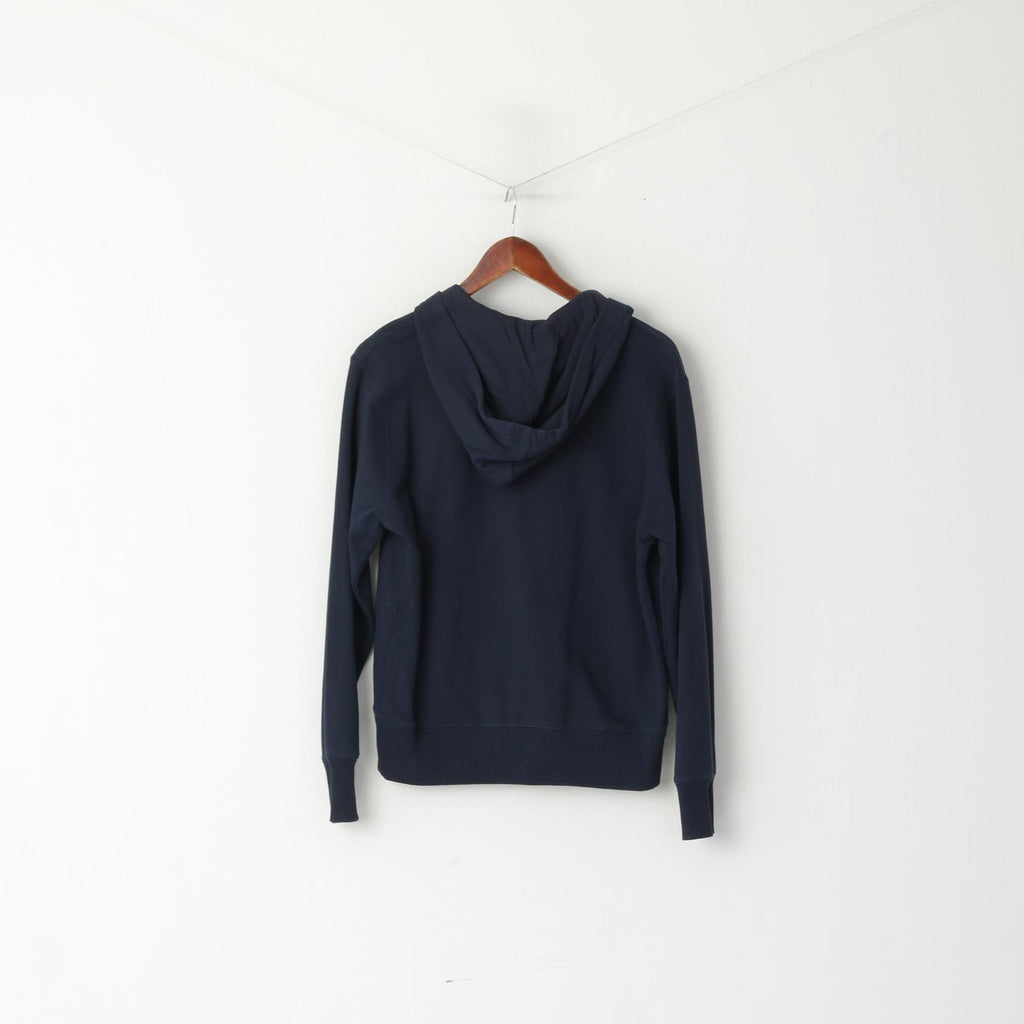 Felpa da donna originale Penguin con cappuccio e zip in cotone blu scuro