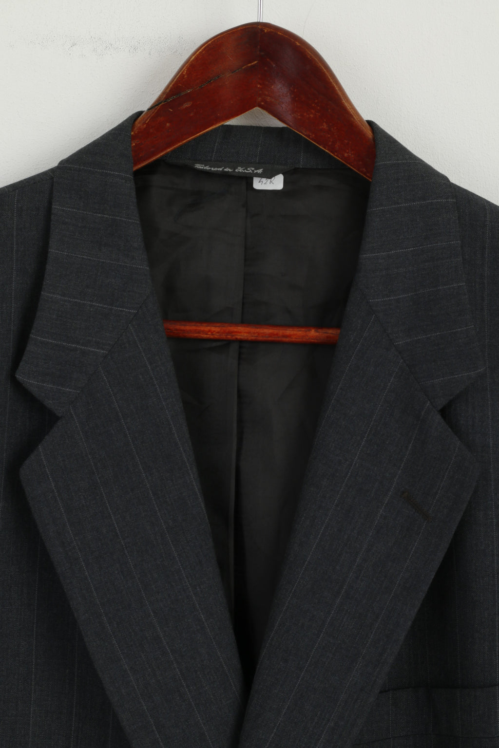 Giacca monopetto Simpson Piccadilly da uomo 42 Blazer grigio scuro USA