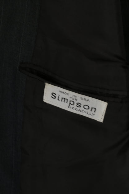 Simpson Piccadilly Mens 42 Blazer Dark Grey U.S.A  Single Breasted Jacket