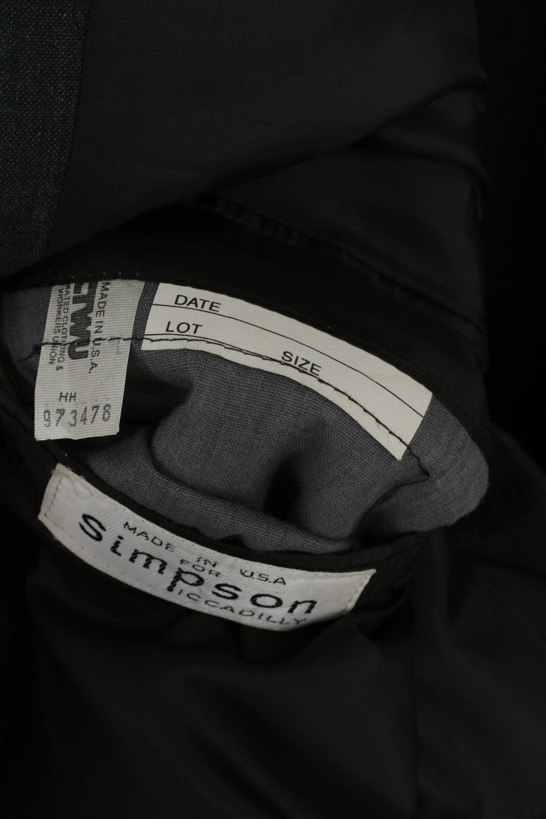 Simpson Piccadilly Blazer 42 pour homme Gris foncé USA Veste à simple boutonnage