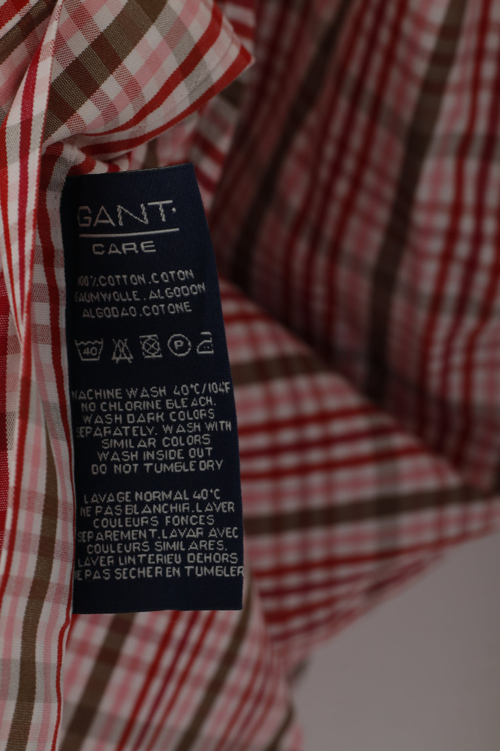 GANT Men L Casual Shirt Pink Check 80s Two Ply Cotton Dress Fit Long Sleeve