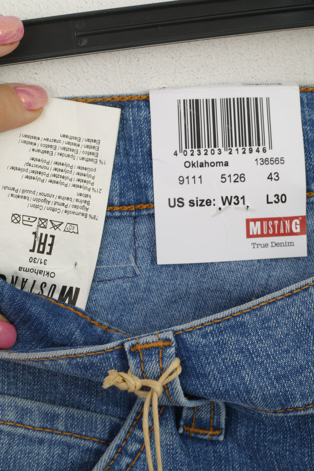 Nouveau Mustang homme 31 jean pantalon bleu Oklahoma Slim droit classique Vintage pantalon