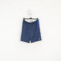 Nike Men L Shorts Navy Shiny Basketball Sportswear Training Gym Drawstring Stretch Elastic