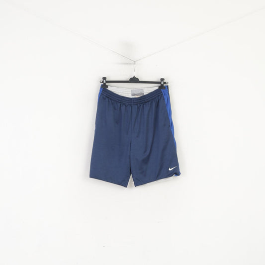 Pantaloncini Nike da uomo L blu scuro lucido abbigliamento sportivo da basket allenamento palestra coulisse elasticizzata