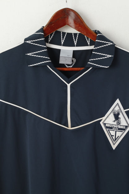 Nike Men XL 188 Polo Shirt Navy Football Est 72 Retro Jersey Sportswear Soccer Top