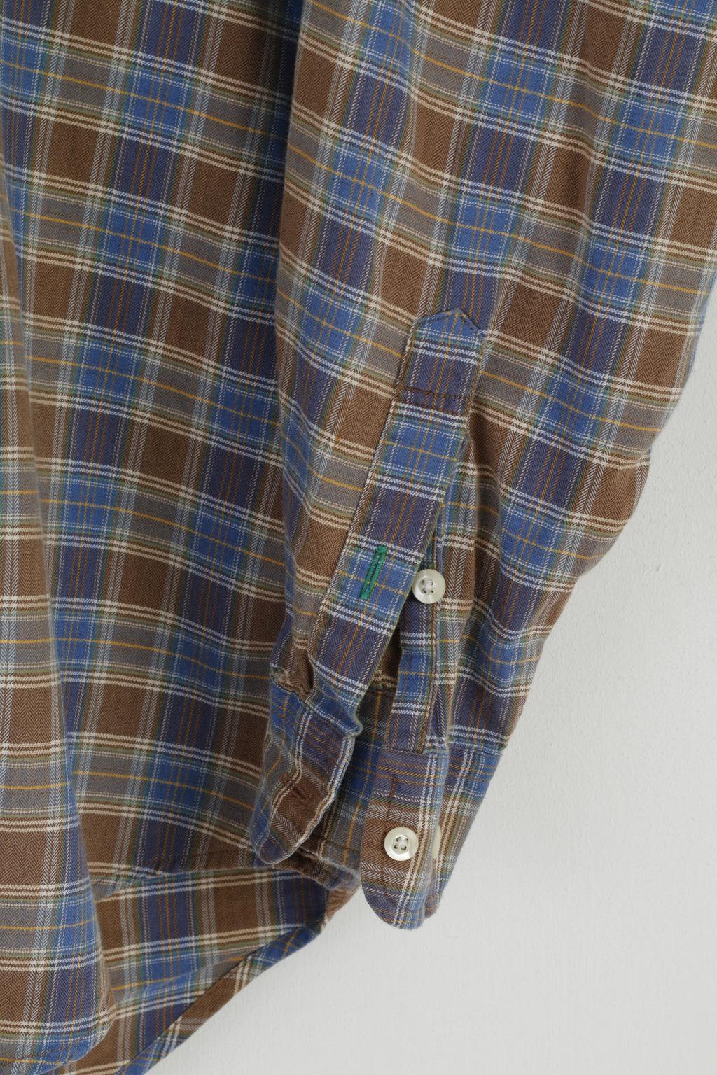 Tommy Hilfiger Mens S (L) Casual Shirt Brown Check Cotton Long Sleeve Country Top