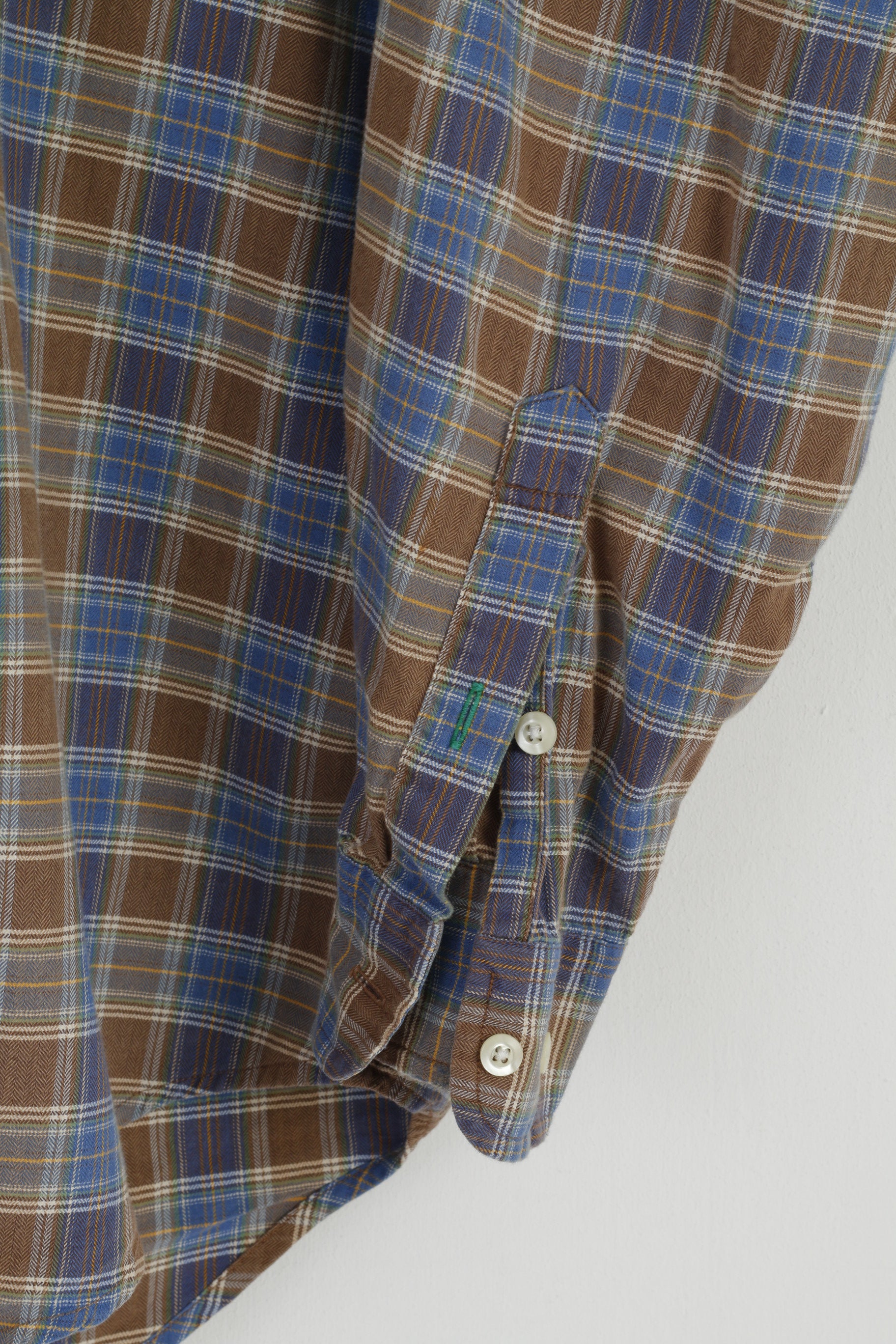 Tommy Hilfiger Mens S (L) Casual Shirt Brown Check Cotton Long Sleeve Country Top