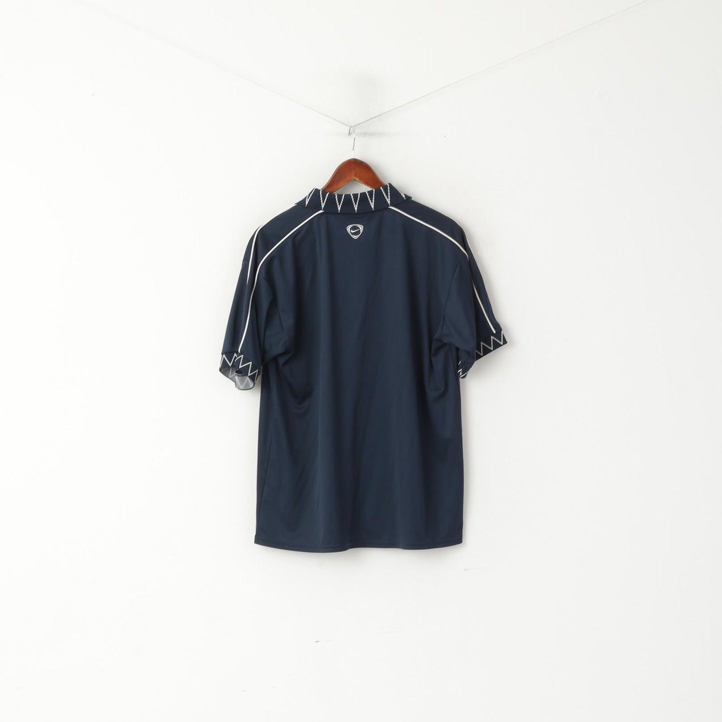 Nike Men XL 188 Polo Shirt Navy Football Est 72 Retro Jersey Sportswear Soccer Top