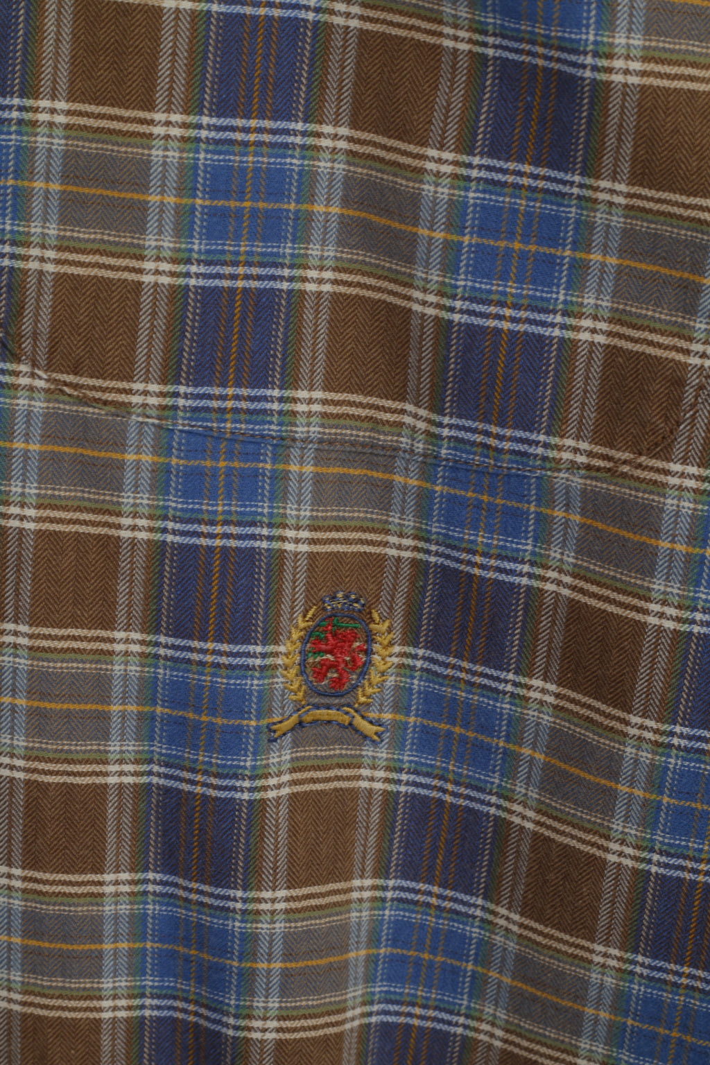 Tommy Hilfiger Mens S (L) Casual Shirt Brown Check Cotton Long Sleeve Country Top