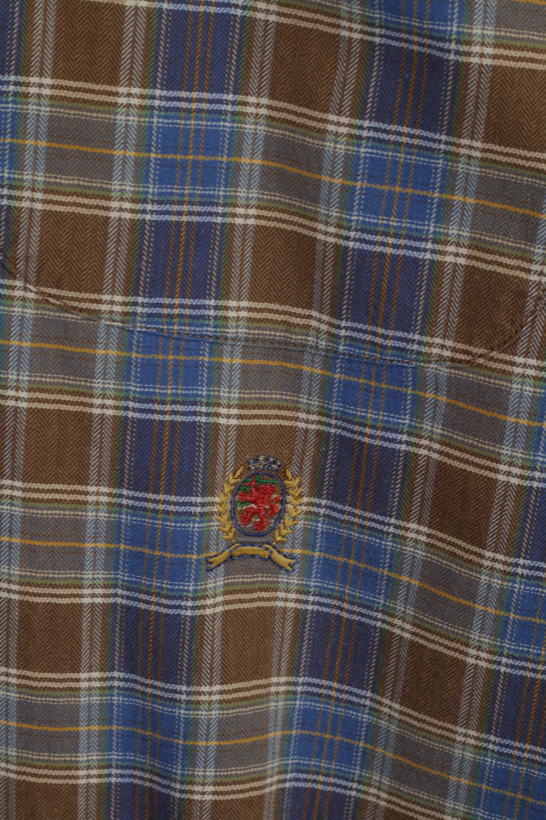 Tommy Hilfiger Mens S (L) Casual Shirt Brown Check Cotton Long Sleeve Country Top