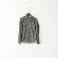 Guess Men XS Casual Shirt Gray Regular Fit Washed Look Long Sleeve Top