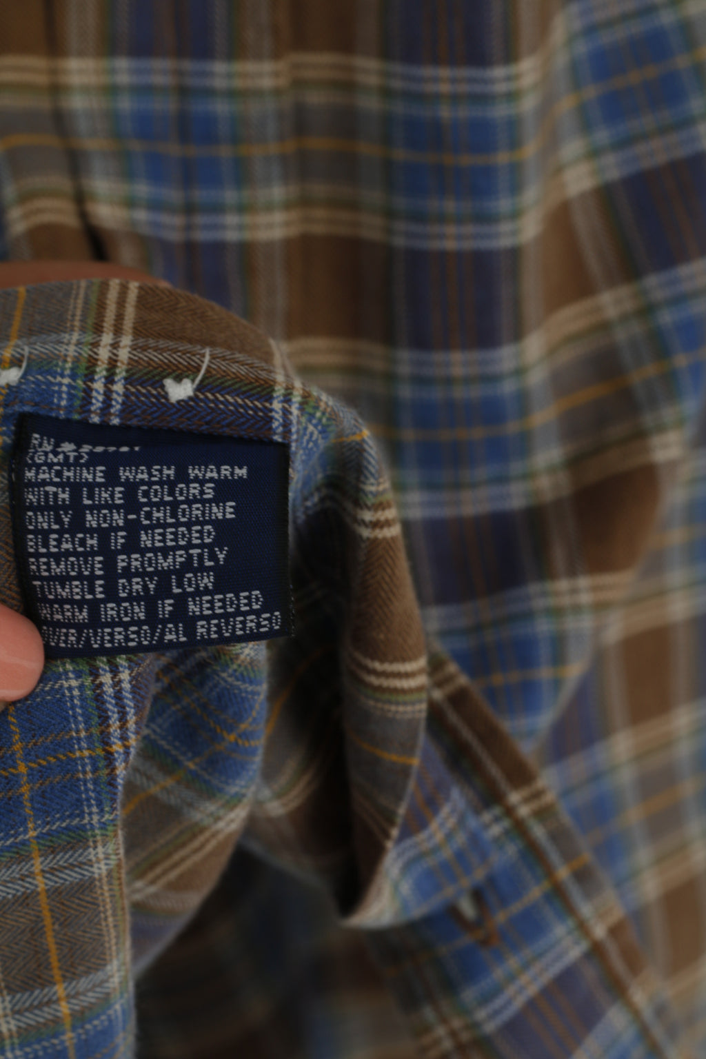 Tommy Hilfiger Mens S (L) Casual Shirt Brown Check Cotton Long Sleeve Country Top