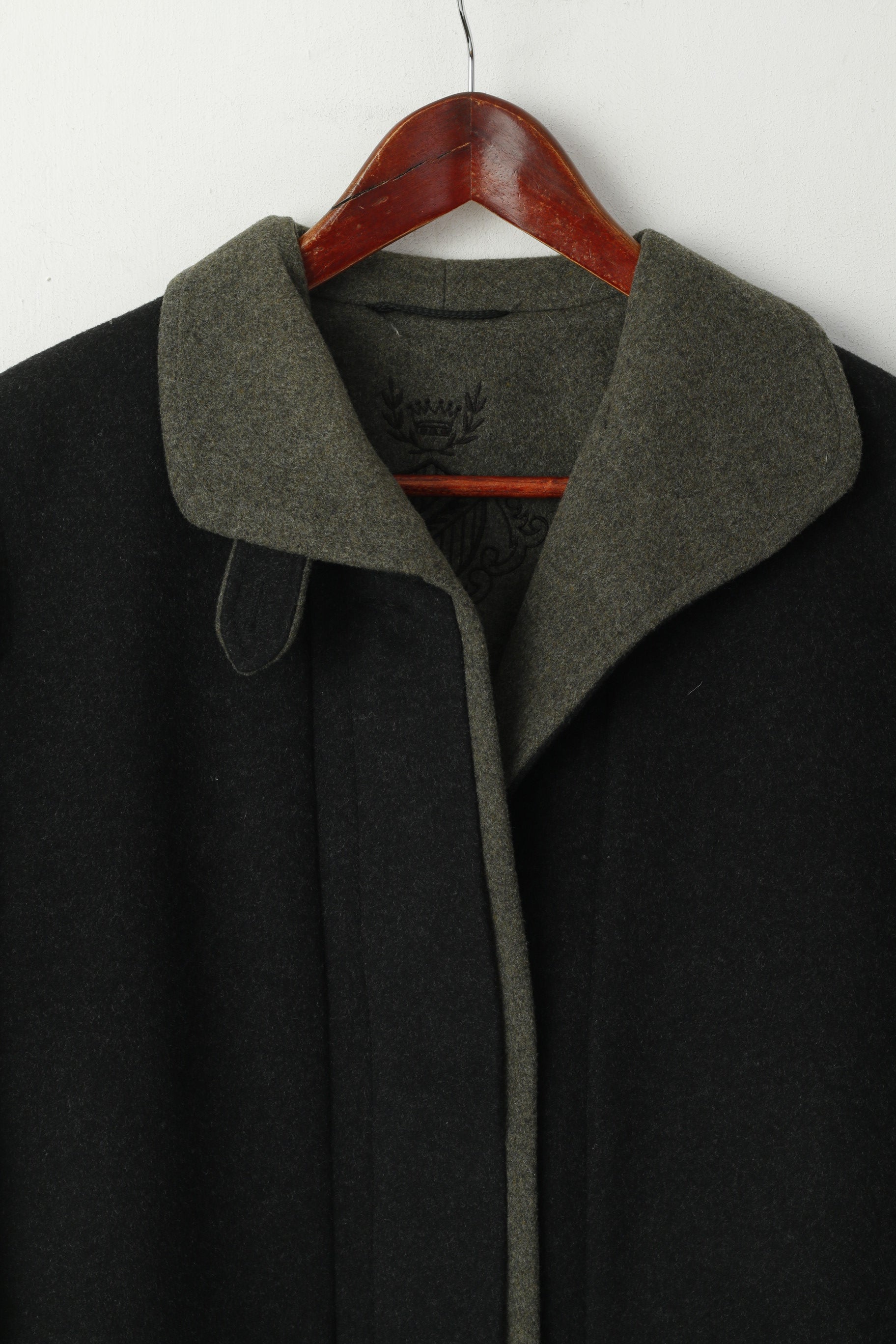 C&amp;A Femmes 12 S Manteau Noir Laine Alpaga Tonale Loden Tyrol Haut Simple Boutonnage