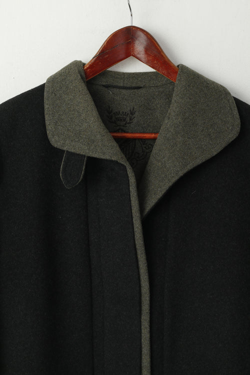 C&amp;A Femmes 12 S Manteau Noir Laine Alpaga Tonale Loden Tyrol Haut Simple Boutonnage