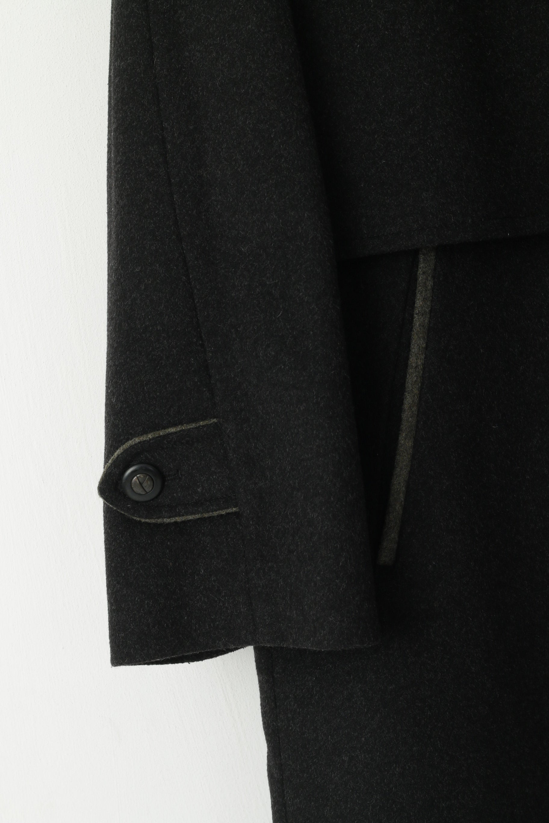 C&amp;A Femmes 12 S Manteau Noir Laine Alpaga Tonale Loden Tyrol Haut Simple Boutonnage