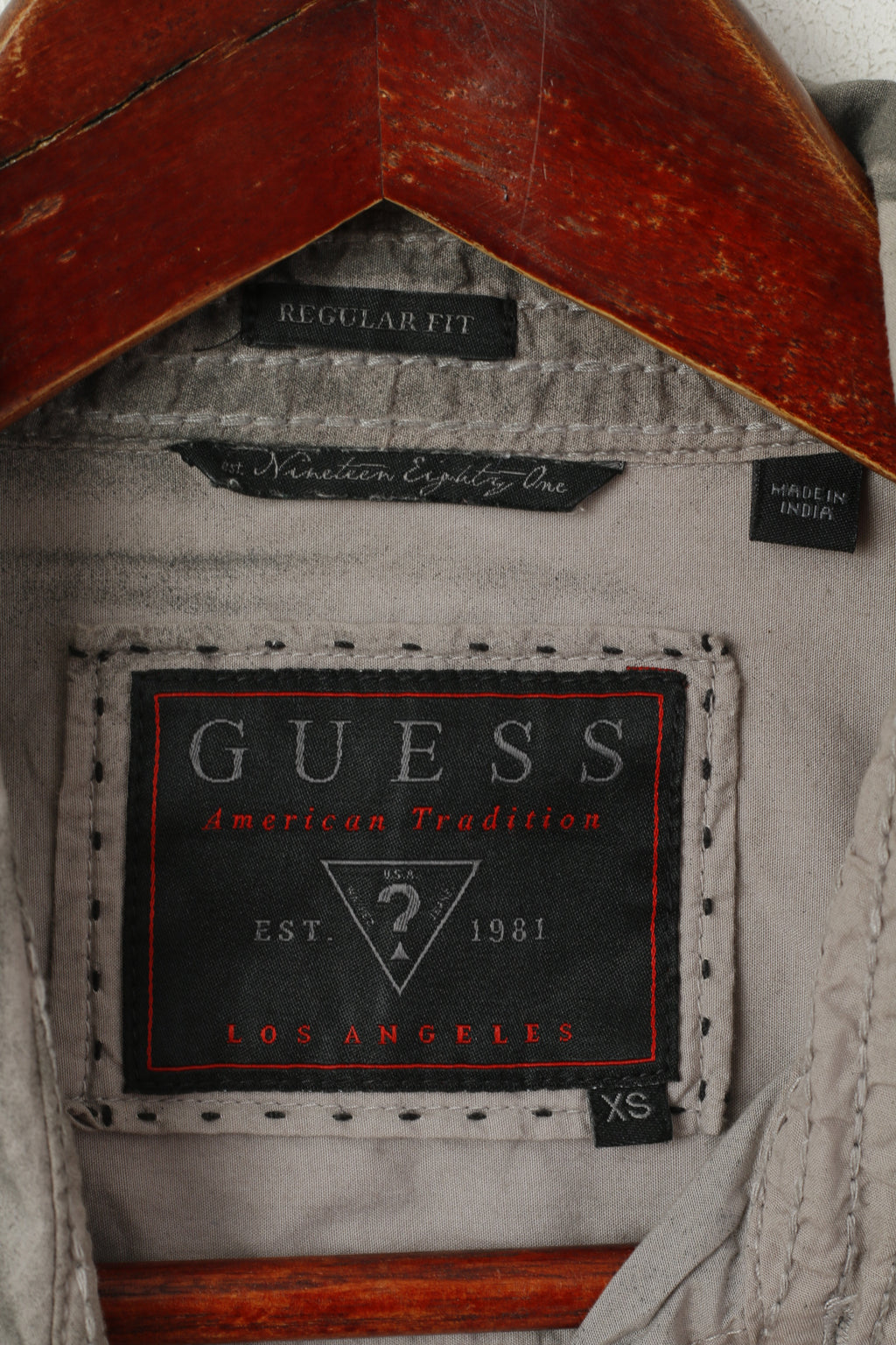 Guess Men XS Casual Shirt Gray Regular Fit Washed Look Long Sleeve Top